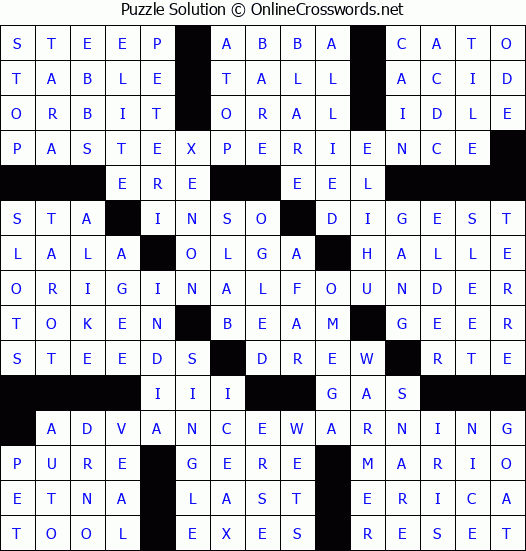 Solution for Crossword Puzzle #3675