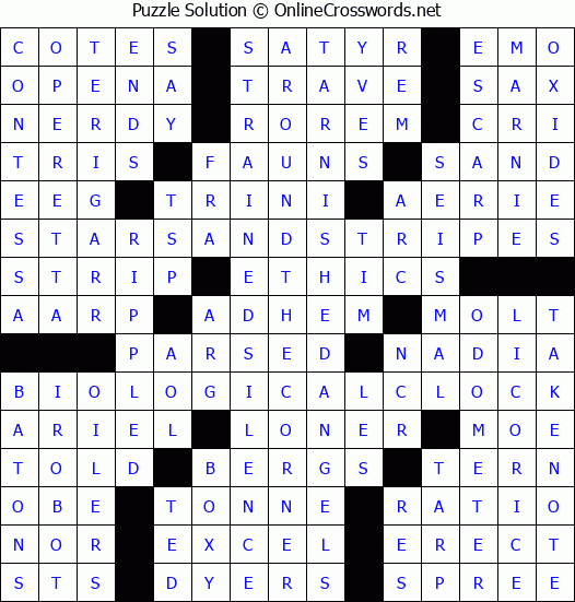 Solution for Crossword Puzzle #3676