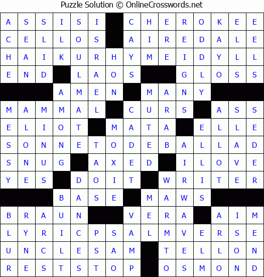 Solution for Crossword Puzzle #3677