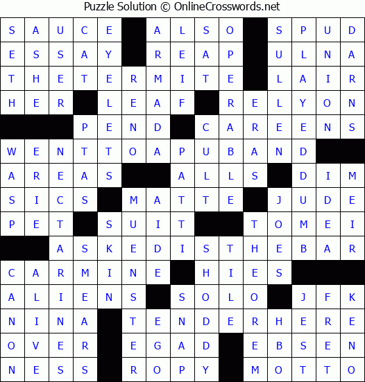Solution for Crossword Puzzle #3680