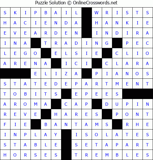 Solution for Crossword Puzzle #3682