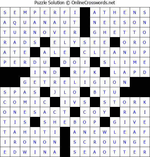 Solution for Crossword Puzzle #3689