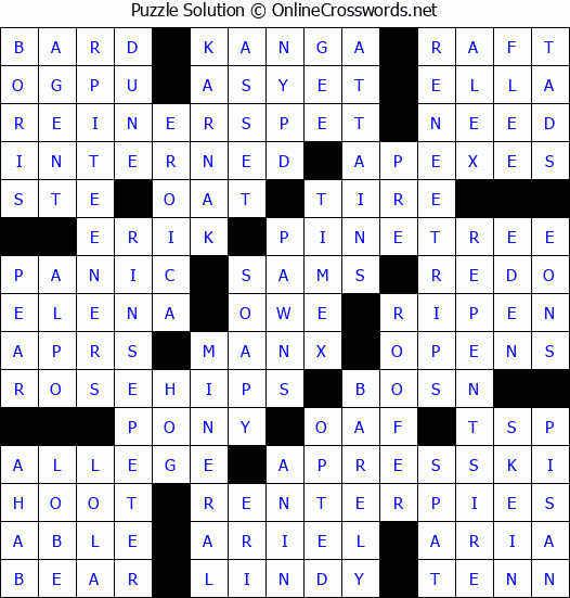Solution for Crossword Puzzle #3691