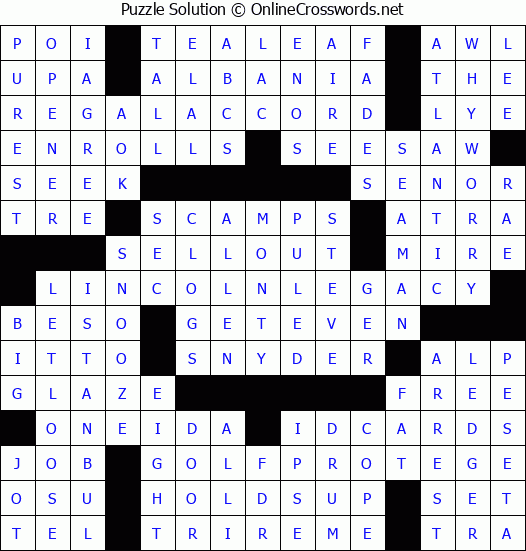 Solution for Crossword Puzzle #3692