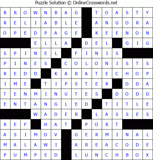 Solution for Crossword Puzzle #3694