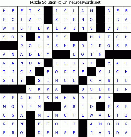 Solution for Crossword Puzzle #3696