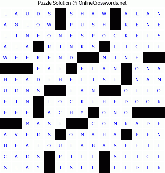 Solution for Crossword Puzzle #3698