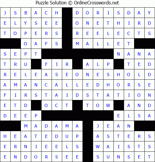 Solution for Crossword Puzzle #3700
