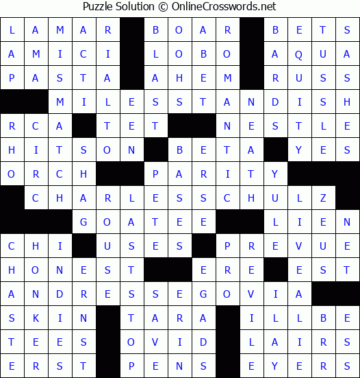 Solution for Crossword Puzzle #3704