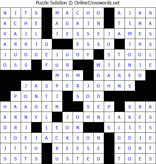 Solution for Crossword Puzzle #3705