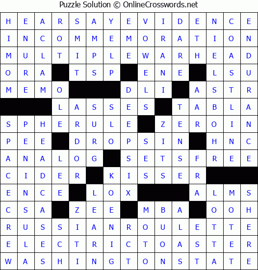 Solution for Crossword Puzzle #3706