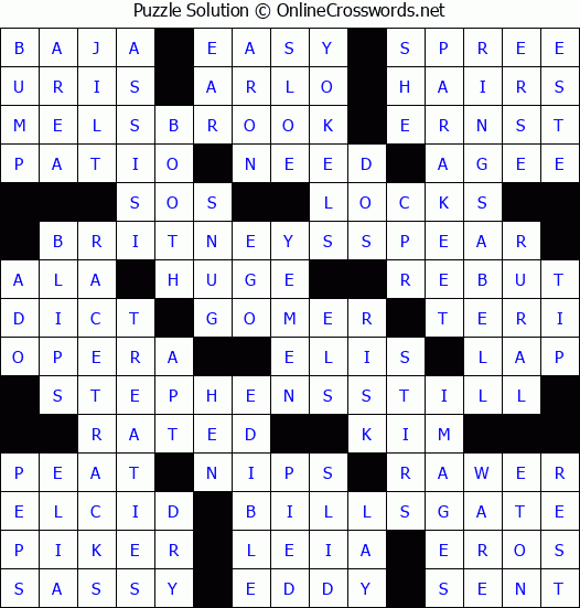 Solution for Crossword Puzzle #3707