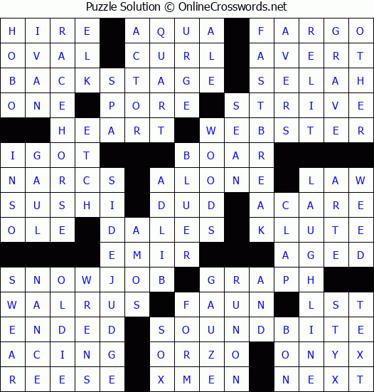 Solution for Crossword Puzzle #3708