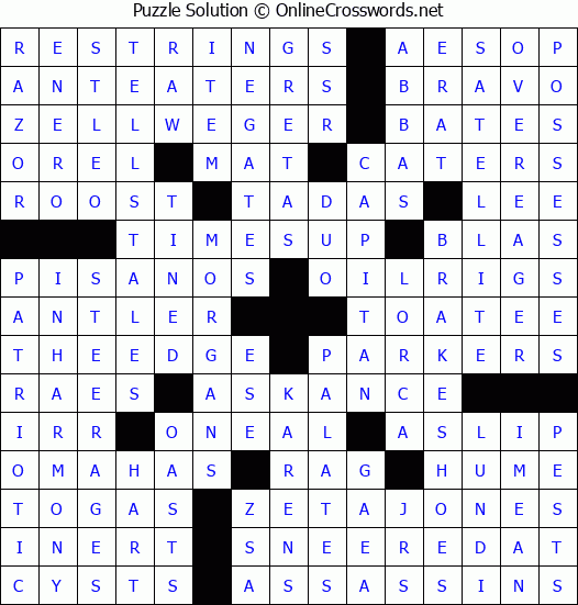 Solution for Crossword Puzzle #3712