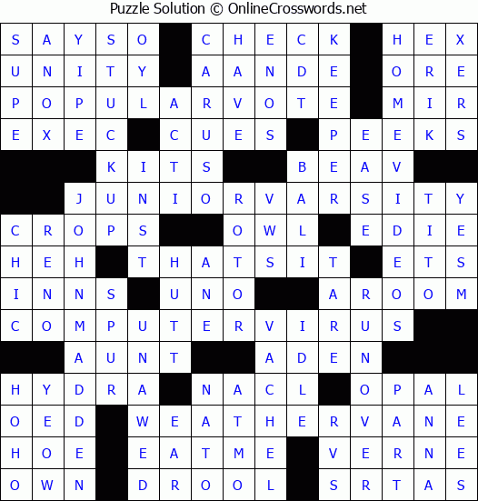 Solution for Crossword Puzzle #3714