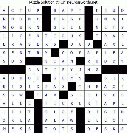 Solution for Crossword Puzzle #3715