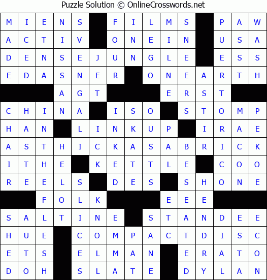 Solution for Crossword Puzzle #3716