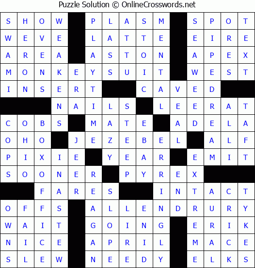 Solution for Crossword Puzzle #3717