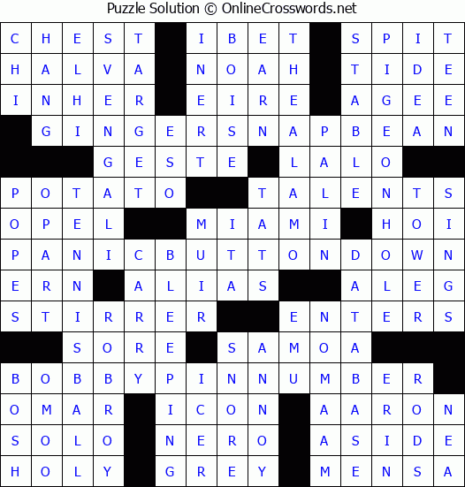 Solution for Crossword Puzzle #3719