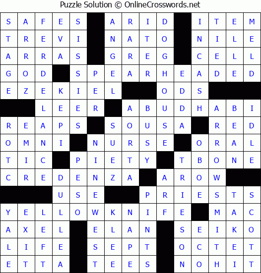 Solution for Crossword Puzzle #3720