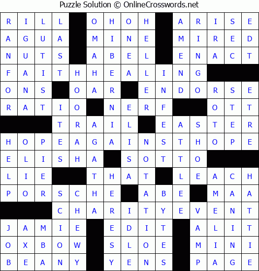 Solution for Crossword Puzzle #3722