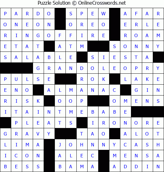 Solution for Crossword Puzzle #3725
