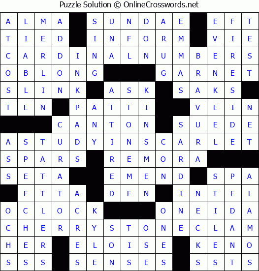 Solution for Crossword Puzzle #3727