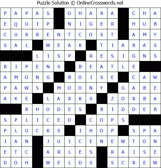 Solution for Crossword Puzzle #3728