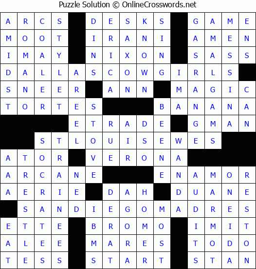 Solution for Crossword Puzzle #3729