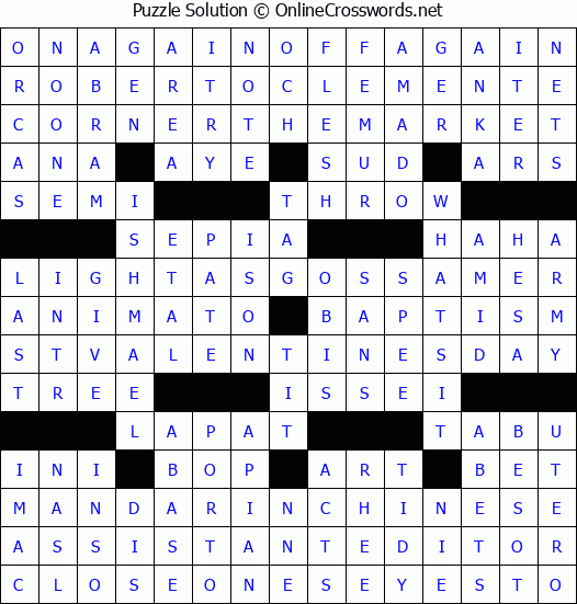 Solution for Crossword Puzzle #3730