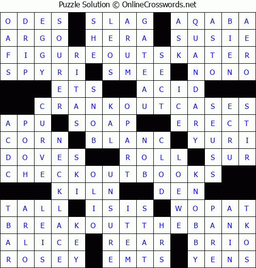 Solution for Crossword Puzzle #3731
