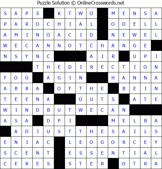 Solution for Crossword Puzzle #3734