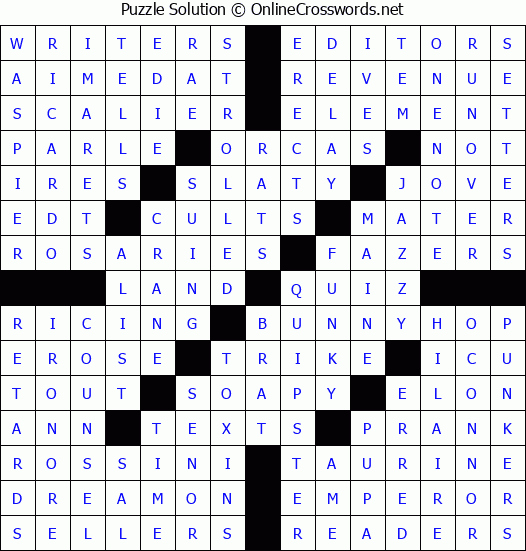 Solution for Crossword Puzzle #3736