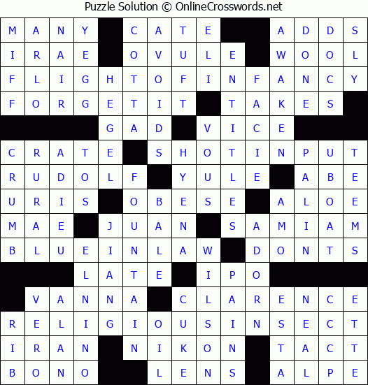 Solution for Crossword Puzzle #3738