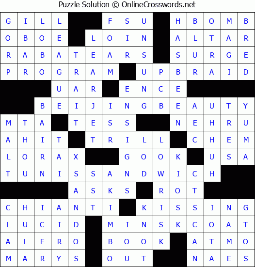 Solution for Crossword Puzzle #3741