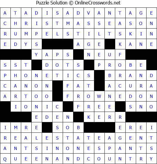 Solution for Crossword Puzzle #3742
