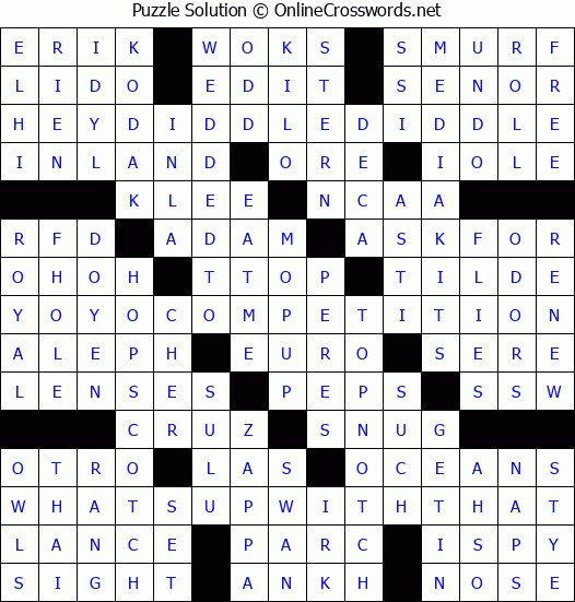 Solution for Crossword Puzzle #3744