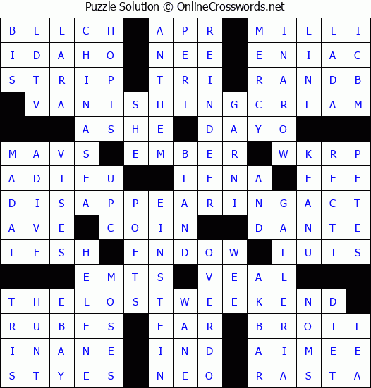 Solution for Crossword Puzzle #3745