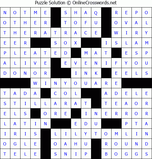 Solution for Crossword Puzzle #3747