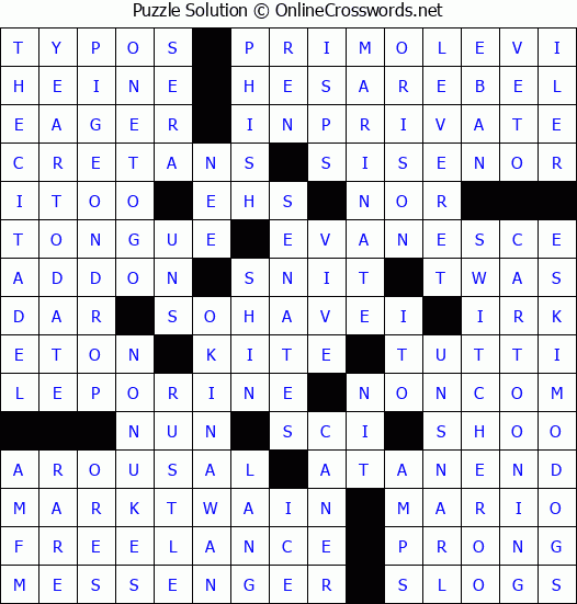 Solution for Crossword Puzzle #3748
