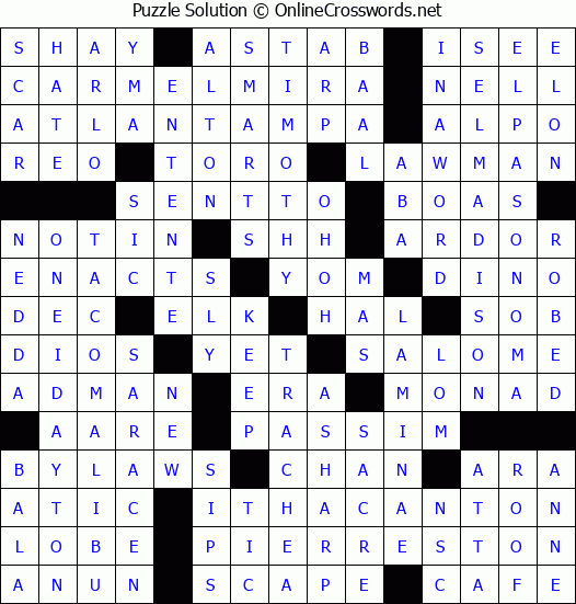 Solution for Crossword Puzzle #3752