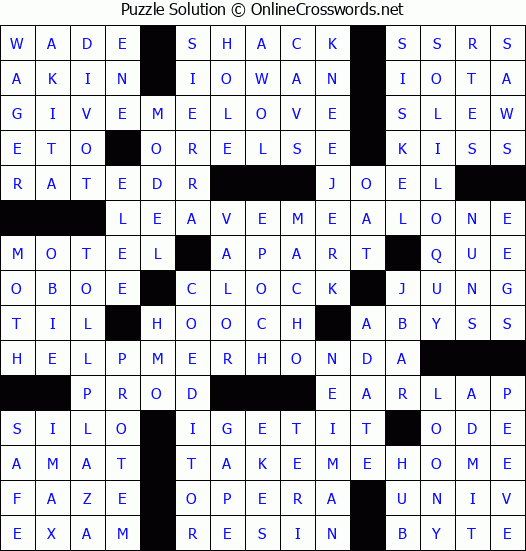 Solution for Crossword Puzzle #3756