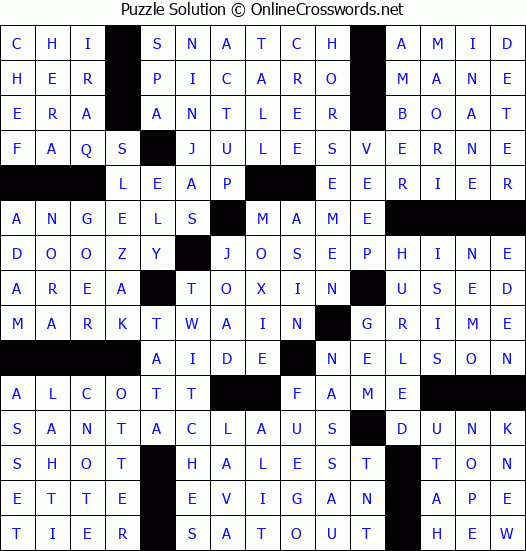 Solution for Crossword Puzzle #3759