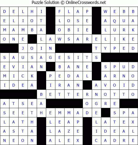 Solution for Crossword Puzzle #3764