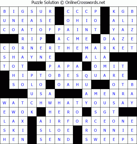 Solution for Crossword Puzzle #3767