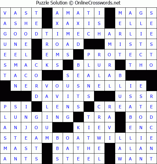 Solution for Crossword Puzzle #3768