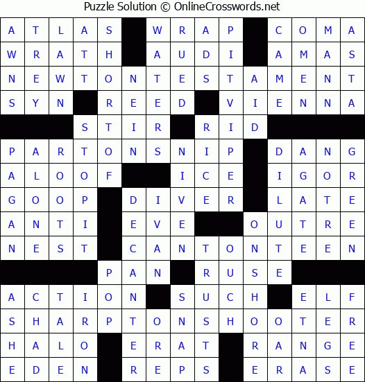 Solution for Crossword Puzzle #3769