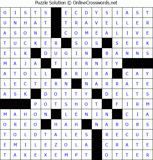 Solution for Crossword Puzzle #3772