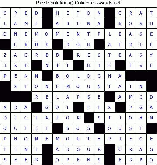 Solution for Crossword Puzzle #3774