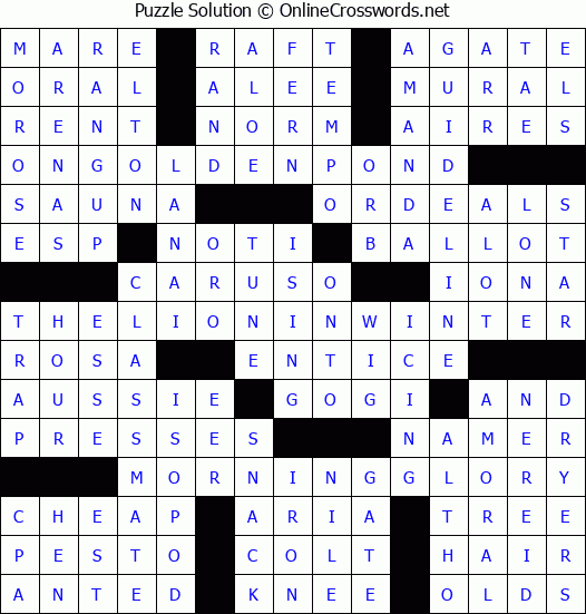 Solution for Crossword Puzzle #3776